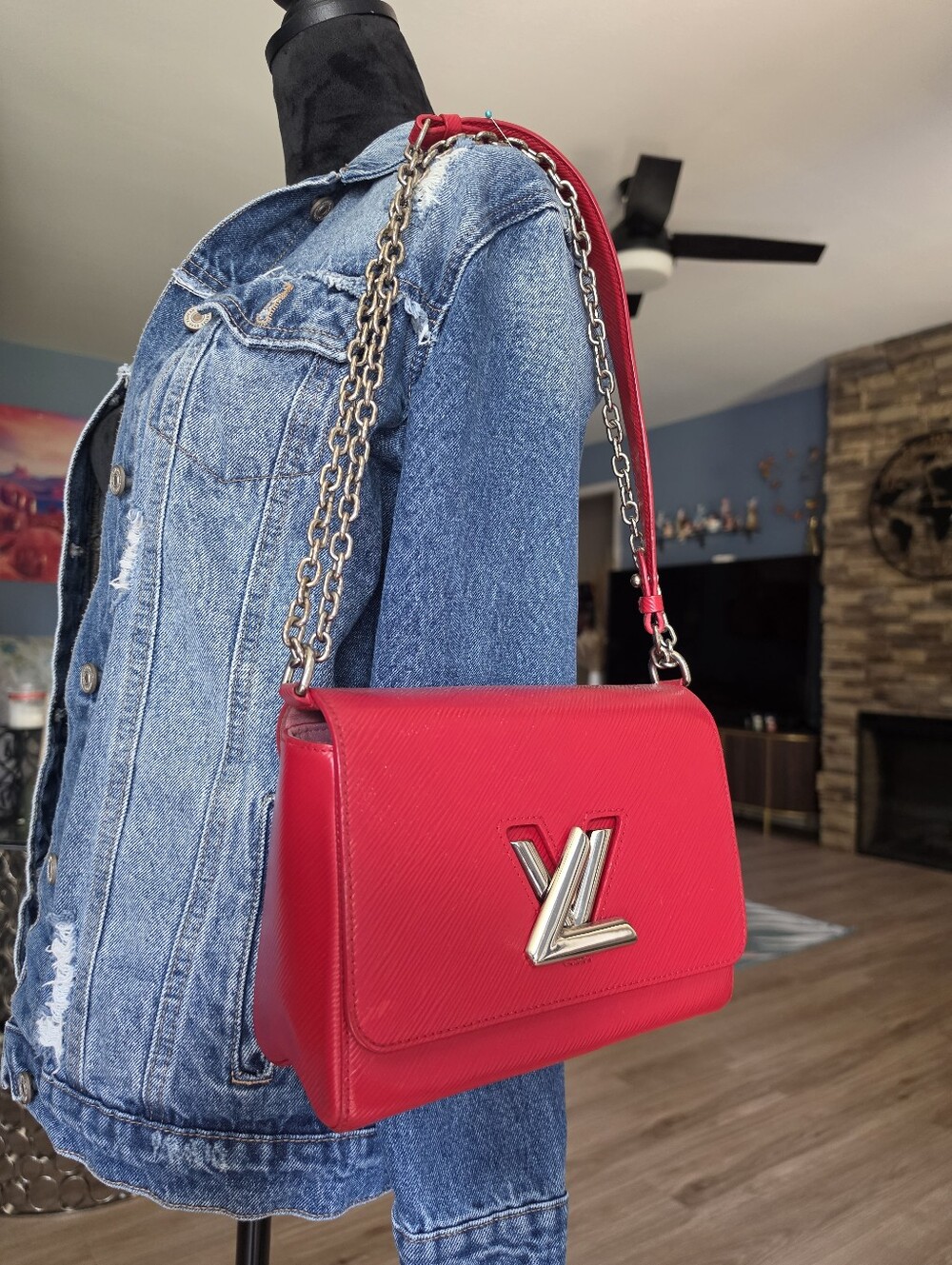 Authentic Louis Vuitton Red Epi Leather twisted bag
